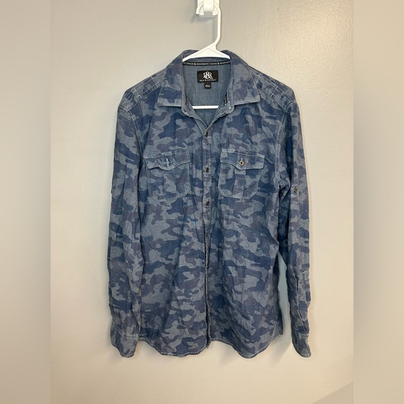 Rock & Republic Other - Rock & Republic Men’s Blue Camouflage Button down shirt size Medium